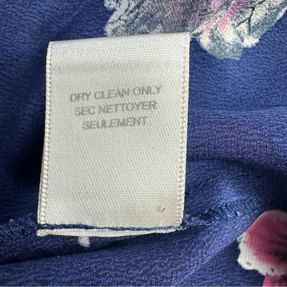 Rebecca Taylor 100% Silk Dress Women's Size 12 Floral Navy Blue Pockets - Picture 10 of 11